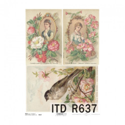 Papier ryżowy do decoupage vintage kobieta portre A4 ITD R637 - sklep