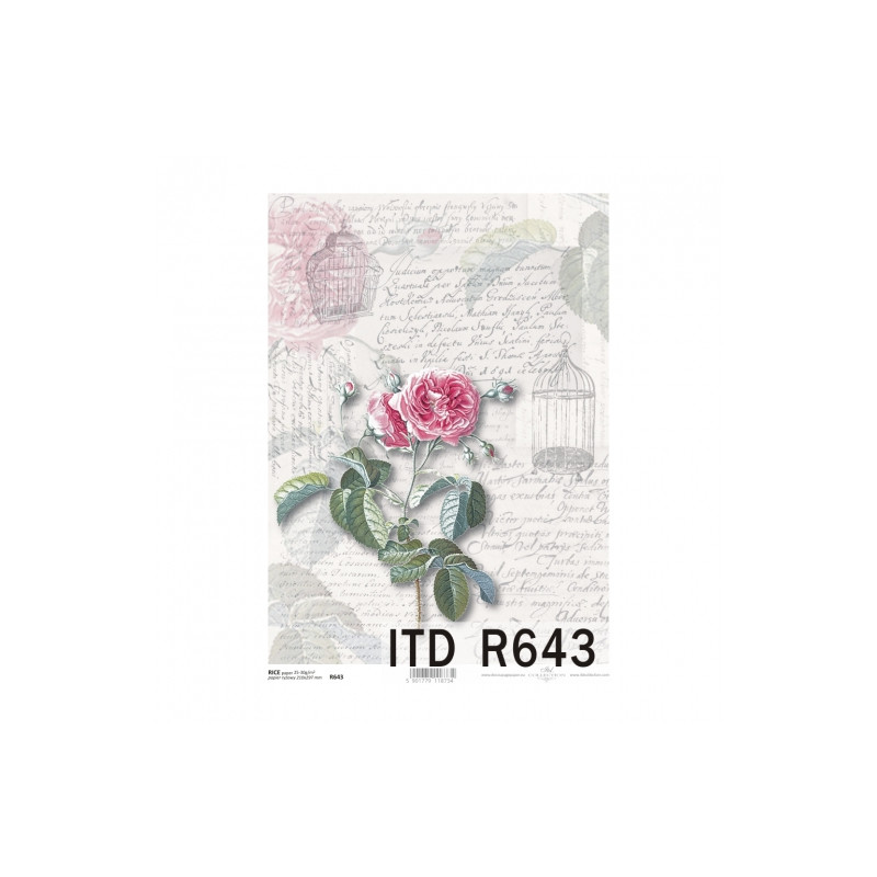 Rice decoupage paper rose lettering A4 ITD R643