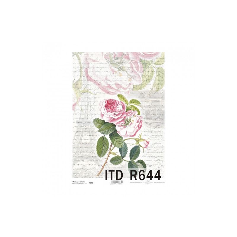 Rice decoupage paper roses lettering A4 ITD R644