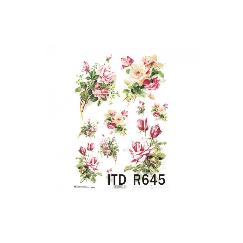 Rice paper for decoupage roses A4 ITD R645