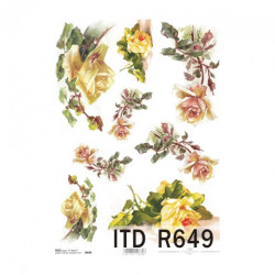 Papier ryżowy do decoupage kwiaty róże A4 ITD R649 - sklep plastyczny