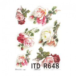 Papier ryżowy do decoupage róża  A4 ITD R648 - sklep plastyczny - szał