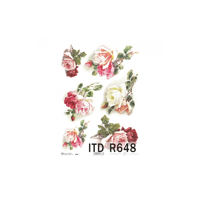 Rice decoupage paper rose A4 ITD R648