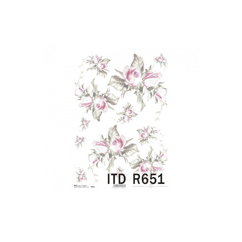 Rice paper for decoupage flowers roses A4 ITD R651