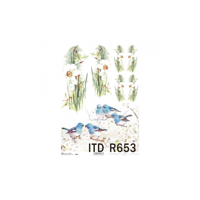 Rice decoupage paper A4 ITD R653 daffodils birds
