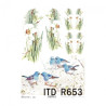 Papier ryżowy do decoupage A4 ITD R653 żonkile ptaki - sklep plastyczn