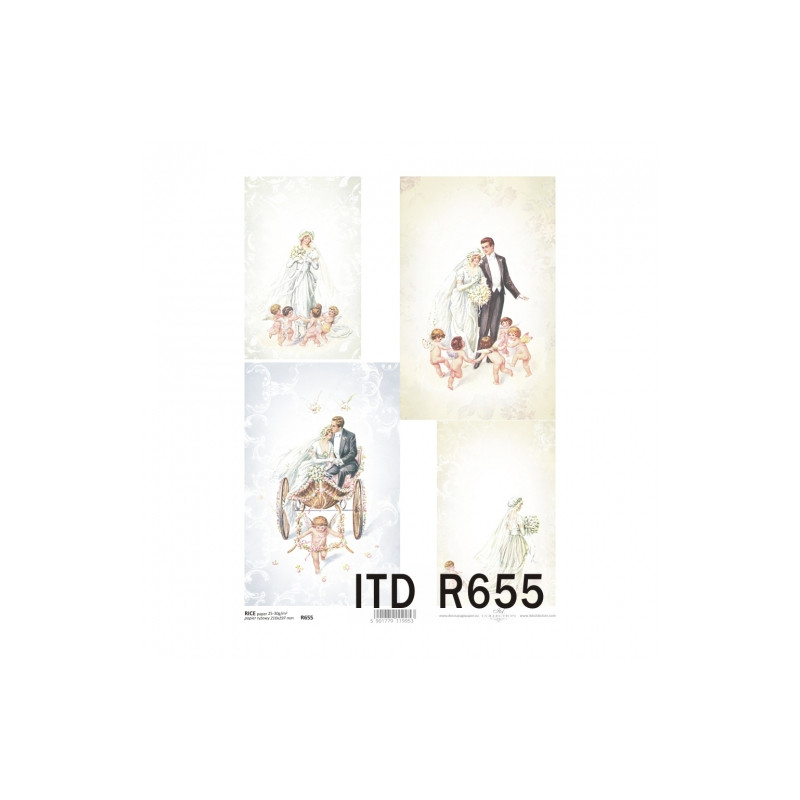 Papier ryżowy do decoupage ślub A4 ITD R655 - sklep plastyczny - szał