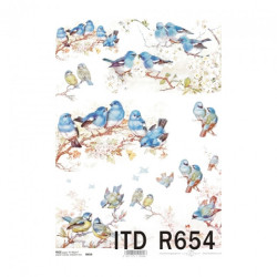 Papier ryżowy do decoupage A4 ITD R654 ptaki - sklep plastyczny - szał