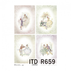 Rice decoupage paper couple in love A4 ITD R659