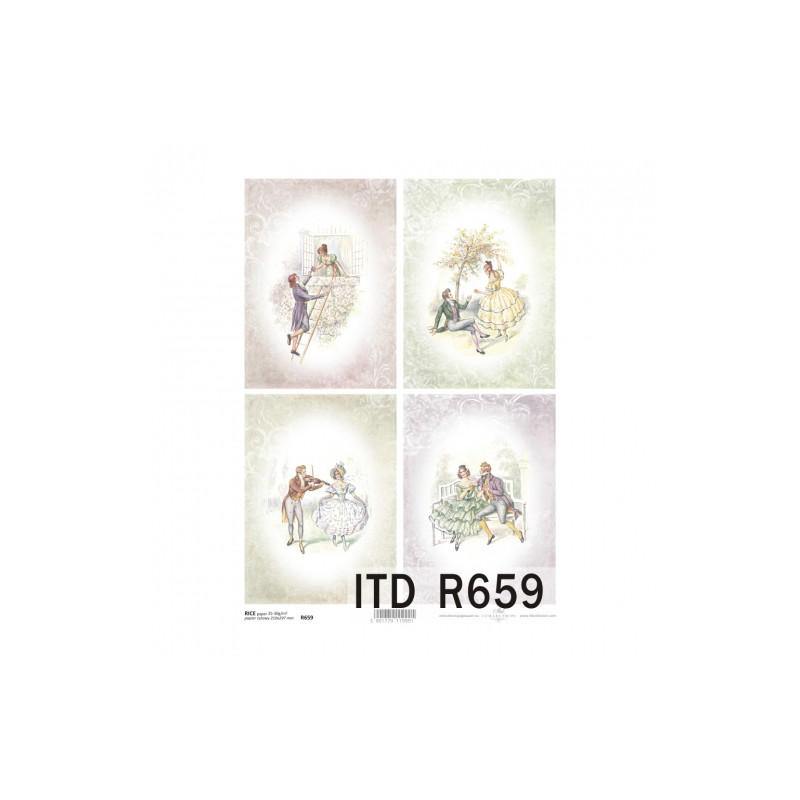 Rice decoupage paper couple in love A4 ITD R659