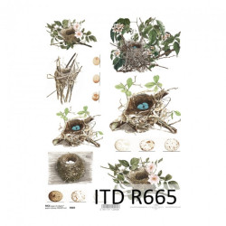 Rice decoupage paper A4 ITD R665 birds' nests