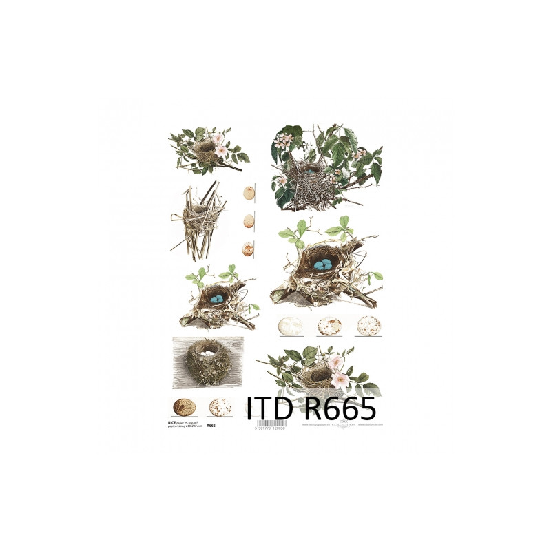 Rice decoupage paper A4 ITD R665 birds' nests