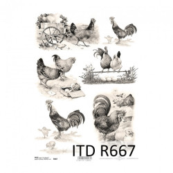 Rice decoupage paper A4 ITD R667 easter hen rooster