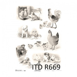 Papier ryżowy do decoupage A4 ITD R669 wielkanoc zwierzęta - sklep pla