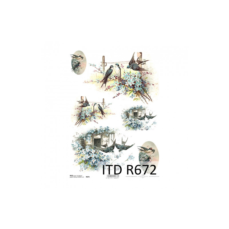 Rice decoupage paper A4 ITD R672 swallows