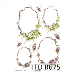 Papier ryżowy do decoupage kwiatki ramki A4 ITD R675 - sklep plastyczn