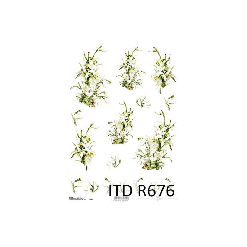 Rice decoupage paper snowdrop flowers A4 ITD R676