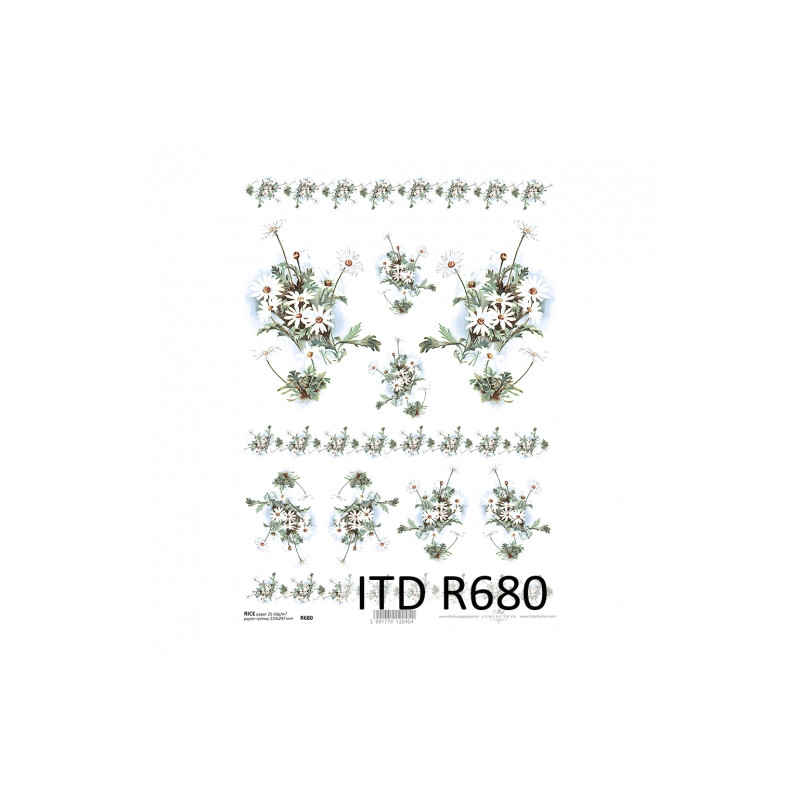 Papier ryżowy do decoupage kwiaty rumianek A4 ITD R680 - sklep plastyc