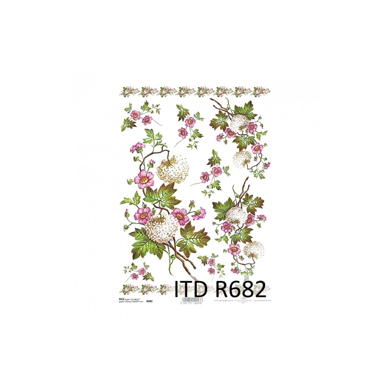Papier ryżowy do decoupage kwiaty A4 ITD R682 - sklep plastyczny - sza