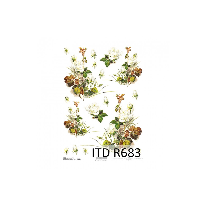 Rice decoupage paper flowers roses A4 ITD R683
