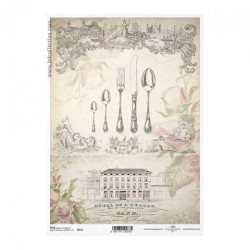 Papier ryżowy do decoupage vintage sztućce A4 ITD R711 - sklep plastyc