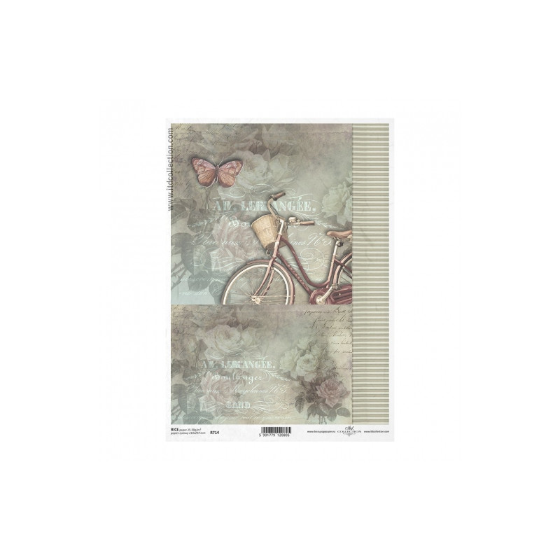 Rice decoupage paper vintage bicycle A4 ITD R714