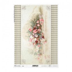 Papier ryżowy do decoupage vintage kwiaty A4 ITD R715 - sklep plastycz