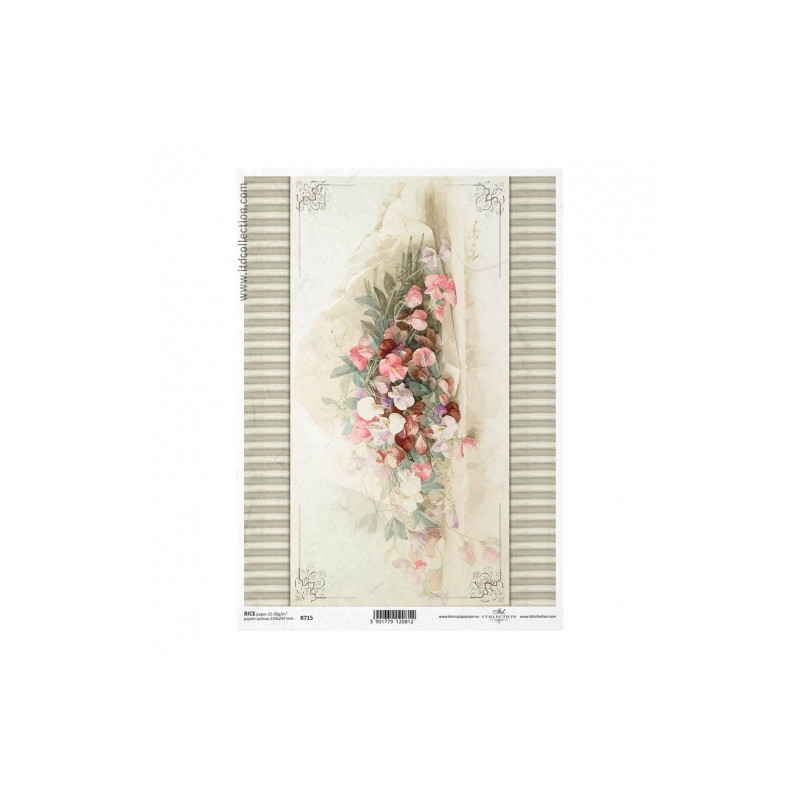 Rice paper for decoupage vintage flowers A4 ITD R715