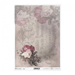 Papier ryżowy do decoupage vintage róża napisy A4 ITD R719 - sklep pla