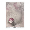 Papier ryżowy do decoupage vintage róża napisy A4 ITD R719 - sklep pla