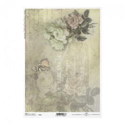 Papier ryżowy do decoupage vintage kwiaty A4 ITD R720 - sklep plastycz