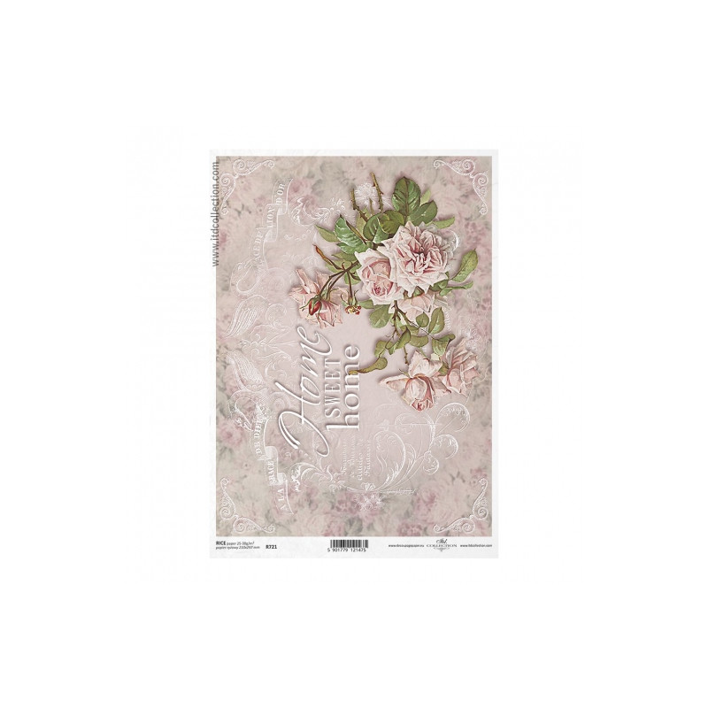 Rice paper for decoupage vintage flowers A4 ITD R721