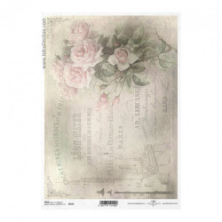 Papier ryżowy do decoupage A4 ITD R723 vintage róże - sklep plastyczny