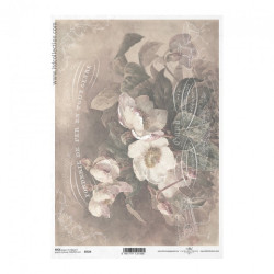 Papier ryżowy do decoupage vintage kwiaty A4 ITD R724 - sklep plastycz