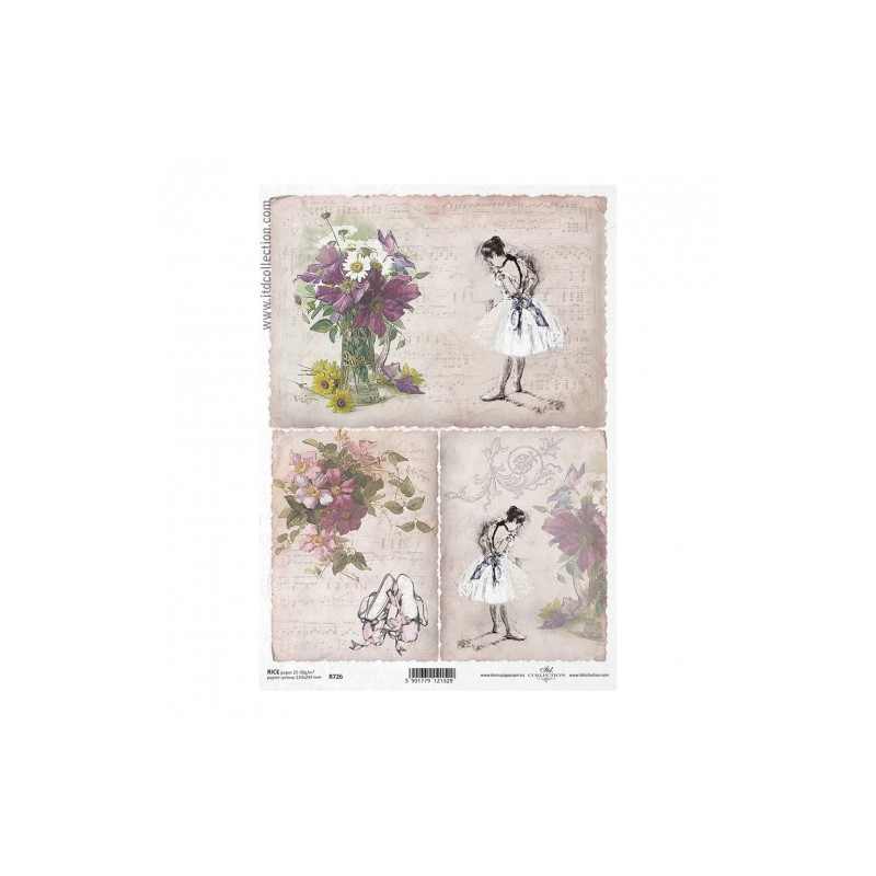 Papier ryżowy do decoupage baletnica A4 ITD R726- sklep plastyczny - s