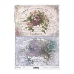 Papier ryżowy do decoupage vintage kwiaty A4 ITD R727 - sklep plastycz