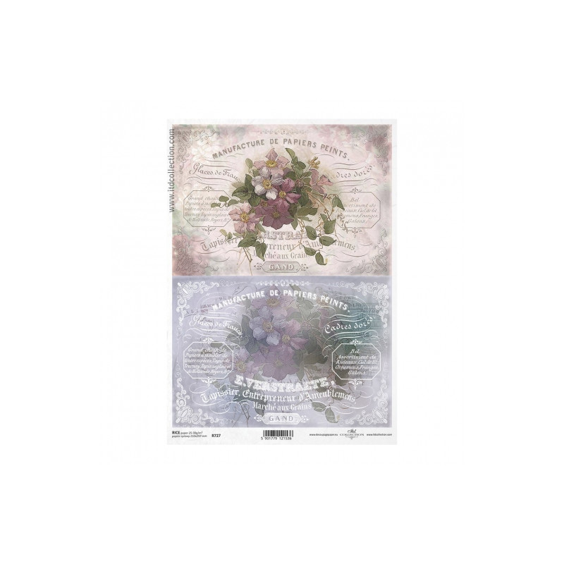 Papier ryżowy do decoupage vintage kwiaty A4 ITD R727 - sklep plastycz
