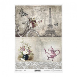 Papier ryżowy do decoupage paryż wieża eiffla A4 ITD R728 - sklep plas