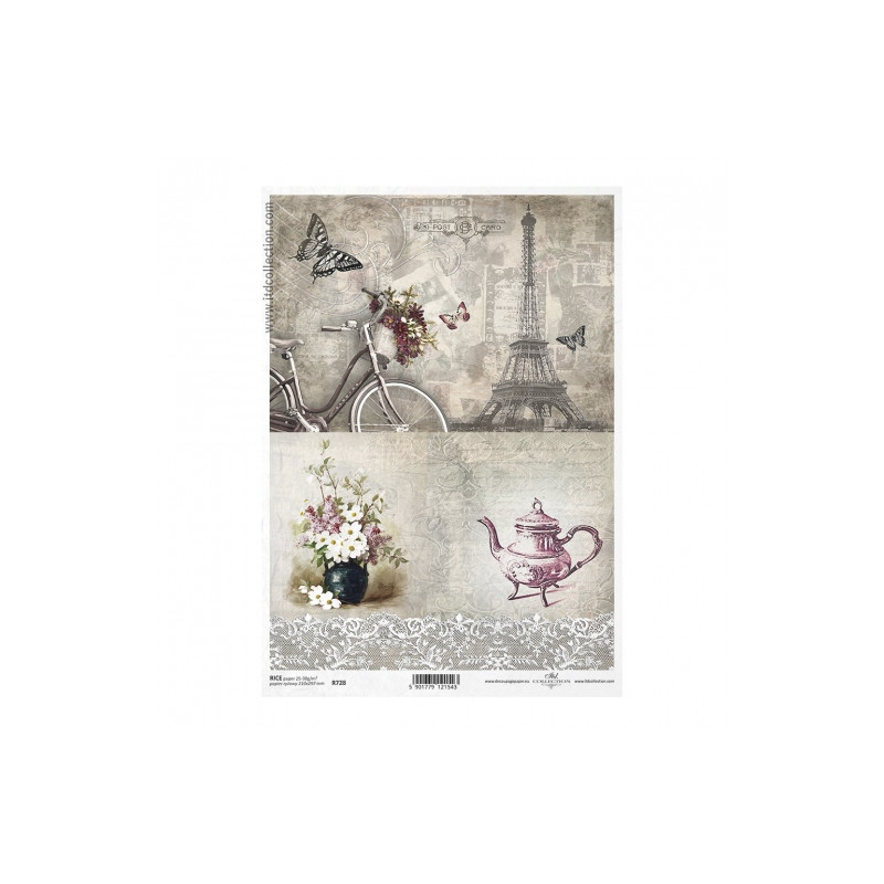 Rice paper for decoupage paris eiffel tower A4 ITD R728