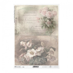 Papier ryżowy do decoupage vintage kwiaty A4 ITD R731 - sklep plastycz