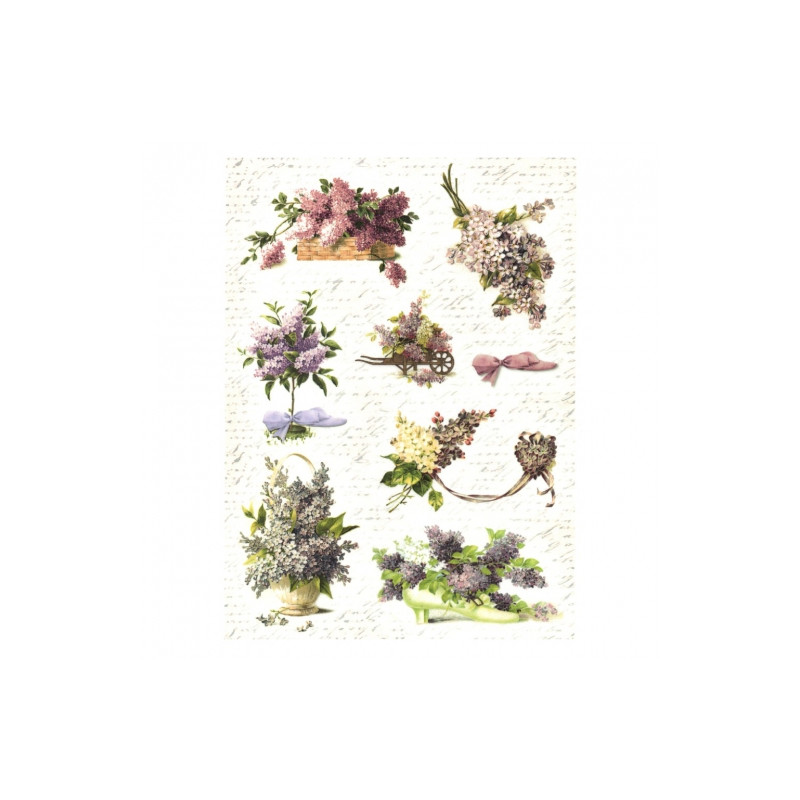 Papier ryżowy do decoupage kwiaty bzu A4 ITD R355 - sklep plastyczny -