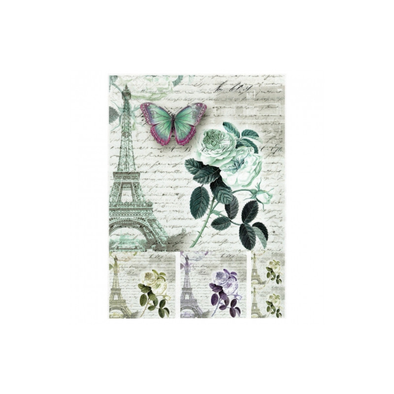 Rice decoupage paper paris roses butterfly A4 ITD R739