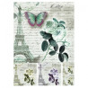Papier ryżowy do decoupage paryż róże motyl A4 ITD R739 - sklep plasty