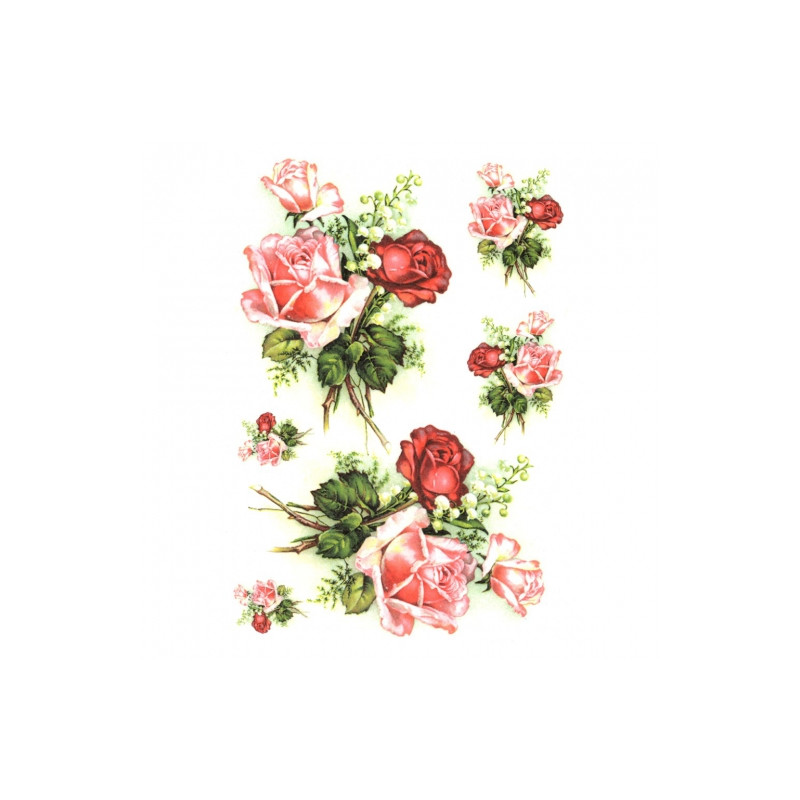 Ricedecoupage paper lily of the valley rose A4 ITD R330