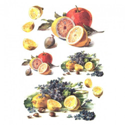 Papier ryżowy do decoupage cytryny fiołki A4 ITD R396 - sklep plastycz