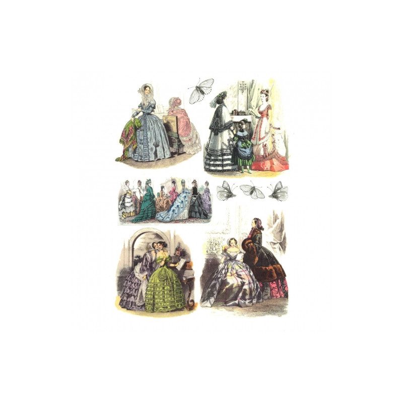 Papier ryżowy do decoupage damy dworu A4 ITD R439- sklep plastyczny -