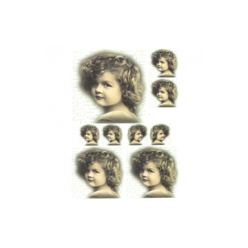Rice decoupage paper child retro portrait A4 ITD R263
