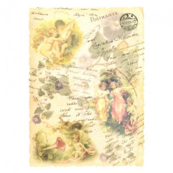 Rice paper for decoupage vintage elves inscriptions A4 ITD R344