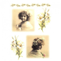 Rice decoupage paper girl lilies A4 ITD R440