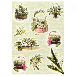 Papier ryżowy do decoupage kwiaty konwalia A4 ITD R358 - sklep plastyc